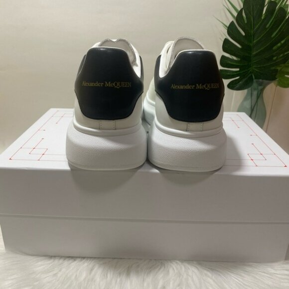 Alexander McQueen White and Black Leather Sneakers - Picture 4 of 5